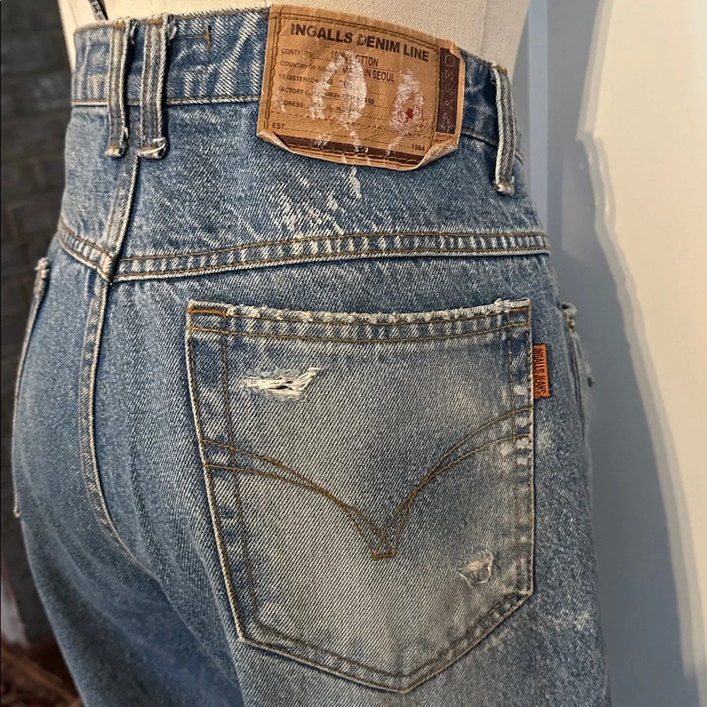 Ingalls Denim Line men’s 100 cotton 32x36 graffiti distressed Korean K-pop jeans